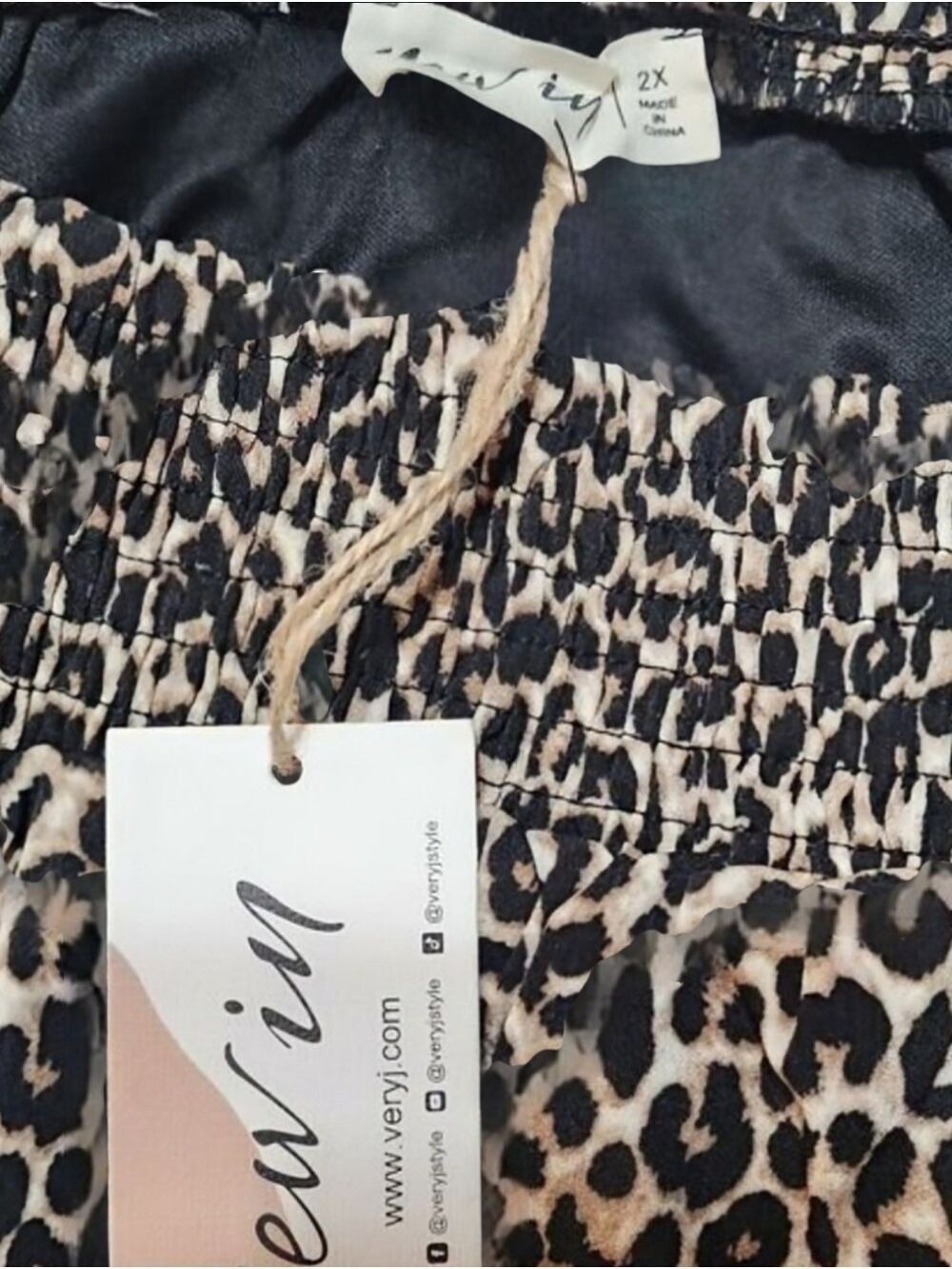 Leopard Tiered Ruffle Mini Skirt 2X Smocked Waist Mob Wife Western Glam NWT - Picture 8 of 10